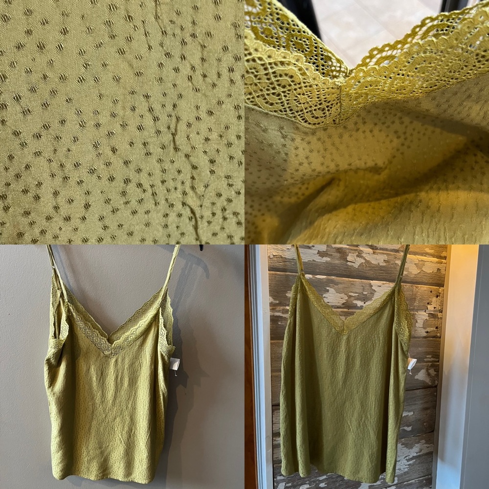 3/$20 Tranquil & True Tank Top Army Green Women's Lace Trim Size Small